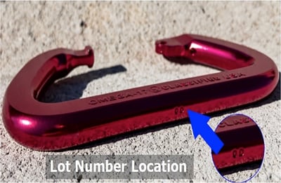 Location for Lot Code on carabiner spine